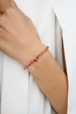 14K Solid Gold Ruby Gemstone Unique Bracelet - 图片 2