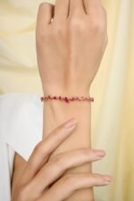 14K Solid Gold Ruby Gemstone Unique Bracelet - 图片 4