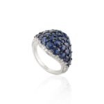 14K Solid Gold Blue Sapphire Cluster Ring - 图片 4