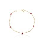 14K Solid Gold Ruby Diamond Chain Bracelet - 图片 5