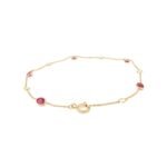 14K Solid Gold Ruby Diamond Chain Bracelet - 图片 6