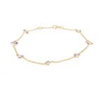 14K Solid Gold Pear Cut Chain Bracelet - Image 6