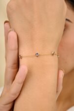 14K Solid Gold Pear Cut Chain Bracelet - Image 2