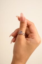 18K Solid Gold Multi Gemstone Butterfly Ring - Image 3