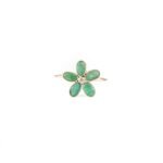 14K Solid Gold Emerald Handmade Floral Ring