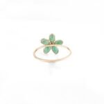 14K Solid Gold Emerald Handmade Floral Ring - Image 6