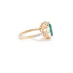 18K Solid Gold Natural Emerald Diamond Big Cocktail Ring - Image 3