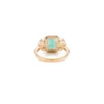 18K Solid Gold Natural Emerald Diamond Big Cocktail Ring - Image 4