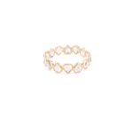14K Solid Gold Heart Shape Rainbow Moonstone Band - 图片 3