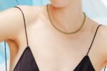 14K Solid Gold Round Cut Emerald Tennis Necklace - 图片 2