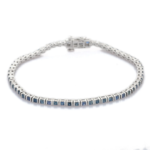 14K Solid Gold Blue Sapphire Sleek Tennis Bracelet - Image 3
