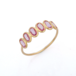 14K Solid Gold Pink Sapphire Half Eternity Band - Image 3
