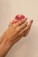 14K Solid Gold Pink Sapphire Half Eternity Band - Image 4