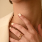 14K Solid Gold Multi Sapphire Double Eternity Band - 图片 4