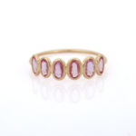 14K Solid Gold Pink Sapphire Half Eternity Band