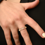 14K Solid Gold Rainbow Moonstone Eternity Band - Image 4