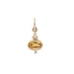 14K Solid Gold Citrine Pendant