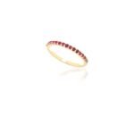 14K Solid Gold Ruby Stackable Half Eternity Band - Image 4