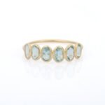 14K Solid Gold Bezel Set Aquamarine Half Eternity Band