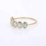 14K Solid Gold Bezel Set Aquamarine Half Eternity Band - Image 4