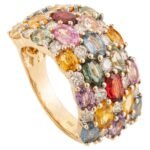 14K Solid Gold Multi Sapphire Band Ring - Image 5