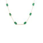 14K Solid Gold Emerald Station Chain Necklace - 图片 4