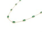 14K Solid Gold Emerald Station Chain Necklace - 图片 5