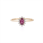14K Solid Gold Rhodolite Halo Diamond Ring