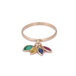 18K 纯金红宝石、蓝宝石和绿宝石戒指