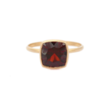 18K Solid Gold Garnet Ring