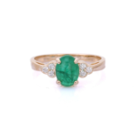 14K Solid Gold Emerald Ring