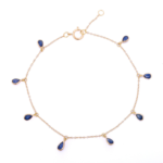 14K Solid Gold Blue Sapphire Charm Bracelet