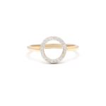 14K Solid Gold Circle Natural Diamond Ring