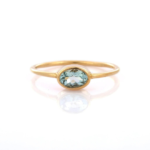 14K Solid Gold Oval Cut Aquamarine Ring