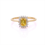 18K Solid Gold Yellow Sapphire & Diamond Engagement Ring