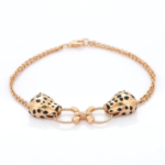 18k Solid Gold Emerald Panther Bracelet