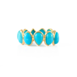 14K Solid Gold Turquoise Eternity Band