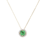 14K Solid Gold Tsavorite Pendant Necklace
