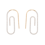 14K Gold Paper Clip Diamond Earrings