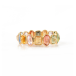 18K Solid Gold Multi Sapphire Eternity Band