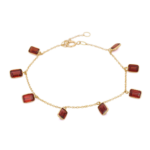 18k Solid Gold Natural Garnet Charm Bracelet