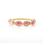 14K Solid Gold Pink Tourmaline Half Eternity Band