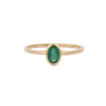 14K Solid Gold Emerald Solitaire Ring