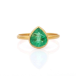 14K Solid Gold Pear Shape Emerald Ring