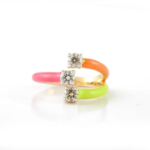 14K Yellow Gold Chunky Natural Diamond Enamel Ring