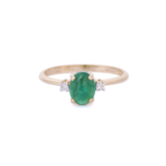 14K Solid Gold Emerald Ring