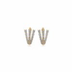 18k Gold Moissanite Diamond Triple Bar Cage Earring