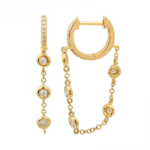14K Gold Moissanite Diamond Bezel Loop Hoop Earring