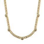 18k Gold  Bezel Diamond Cuban Link Chain Necklace