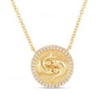 18k Gold Round Moissanite Diamond Zodiac Necklace - 图片 4